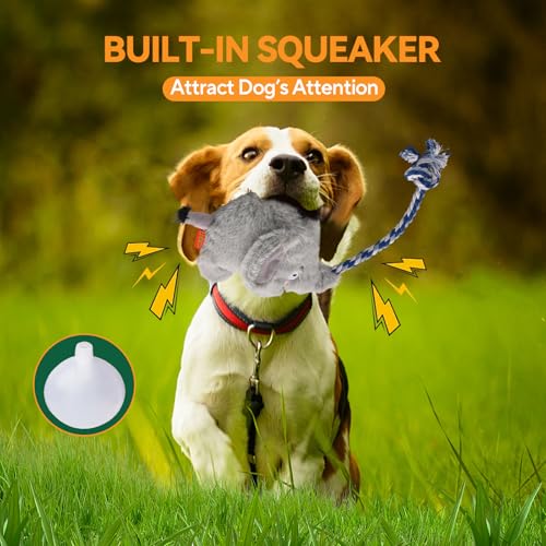 AUSCAT Plush Dog Rope Toy, Durable Squeaky Dog Toys for Puppy Small Medium Dogs (Not for Aggressive Chewers), Elephant - color: Elephant