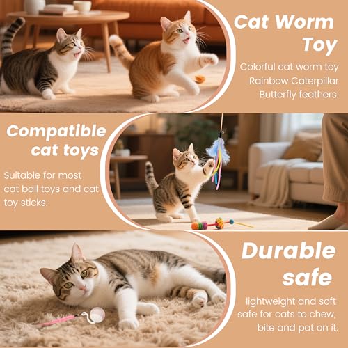 Interactive Cat Toys Replacement Tails Accessories for Cat Ball, 10Pcs - color: multicolour