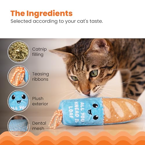 Catstages Loaf Kicker Interactive Cat Toy with Catnip & Dental Mesh, 6.5" - color: Loaf Kicker