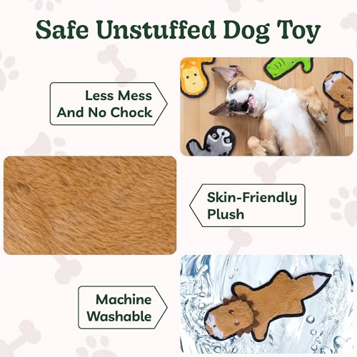 SHARLOVY No Stuffing Dog Toys Crinkle Squeaky, Long Lasting Chews for Aggressive, Durable Plush Dog Puppy Chew Toys for Teething, with 6 Tough Layers for Small Medium Large Breed-2 Pack,Large - color: Assorted 2 Pack, size: Large