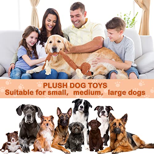 Letsmeet Dog Toys,Squeaky Dog Chew Toy with Crinkle Paper,Interactive Tough Plush Rope Toys for Small Medium Large Dogs with Gift Boxes - style: Dog