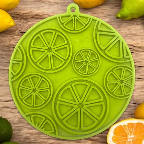 SodaPup Citrus eMat – Durable Enrichment Feeder Made in USA from Non-Toxic, Pet-Safe, Food Safe Rubber for Mental Stimulation, Avoiding Overfeeding, Fresh Breath, Digestive Health, Calming, & More - color: Citrus eMat Lime Green