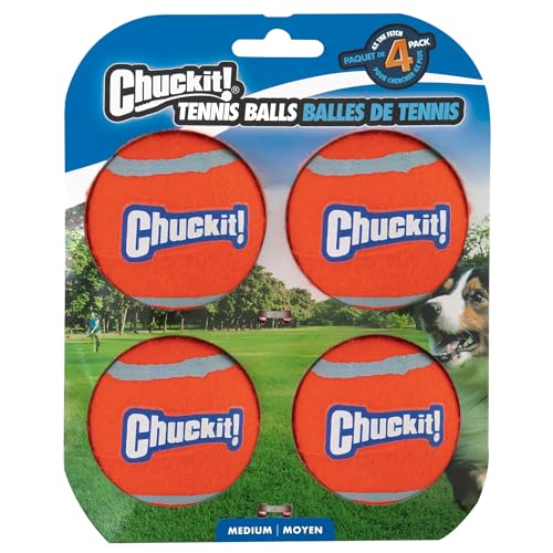 Chuckit! Dog Tennis Ball Toy, Medium 2.5in, 4 Pack, for 20-60lbs Dogs - size: Medium - Pack of 4