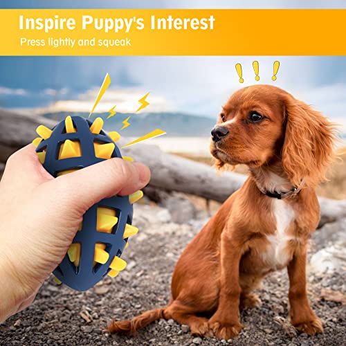 Dog Toy Ball, Dog Spiky Toy Ball with Squeaker, for Floating Chewing Fetching and Interactive Play (Yellow) - color: Yellow