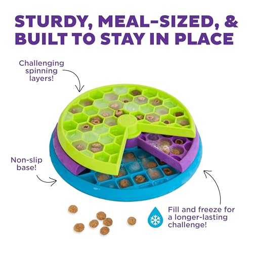 Outward Hound Nina Ottosson Lickin’ Layers 3-in-1 Dog Toy Treat Puzzle, 10" - color: Lickin Layers (Green, Purple, Blue)