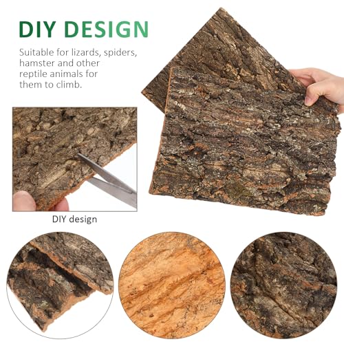 Toyvian Terrarium Tree Bark Reptile Platform 2 Pack Natural Cork Bark Habitat Decor for Climbing Basking Resting Bearded Dragons Lizards Turtles Small Pets