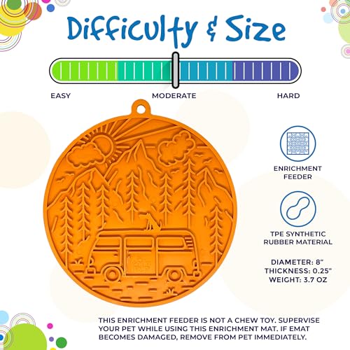 SodaPup Camp eMat – Durable Enrichment Feeder with Suction Cups Made in USA from Non-Toxic, Pet-Safe, Food Safe Rubber for Mental Stimulation, Digestive Health, Avoid Overfeeding, Calming, More - color: Camp eMat Orange