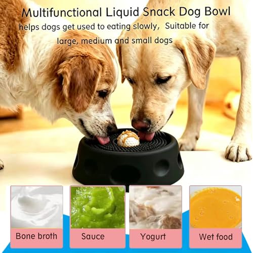 Slow Feeder Dog Bowls,Paw Clam Lick Bowl for Liquid and Thick Treat, Lick Toy for Dog,Licking Bowl with Rolling Ball for Relieve Boredom and Anxiety,Cleaning Brush and Cloth Set (Black) - color: black