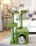 Cute Cat Tree Kitten Cat Tower Condo Cat Furniture Sisal Scratching Posts - color: Green