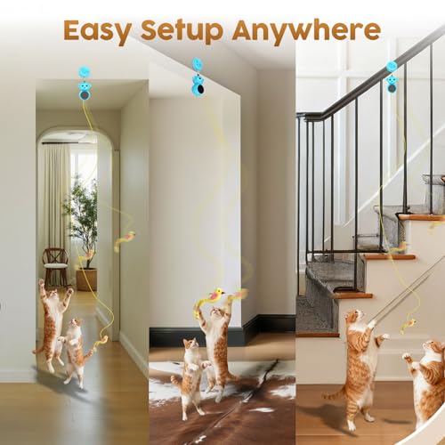 2-in-1 Interactive Laser Pointer Cat Toy & Flying Bird Wand for Indoor Cats - color: Blue
