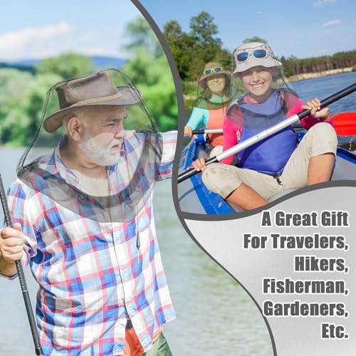 HESTYA 6pack Mosquito Bug Head Net Mesh for Camping Hiking, Grey - color: Gray