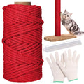 Natural Sisal Cat Rope for Posts, 1/4in ×164ft, Red - color: Red, size: 1/4in ×164ft