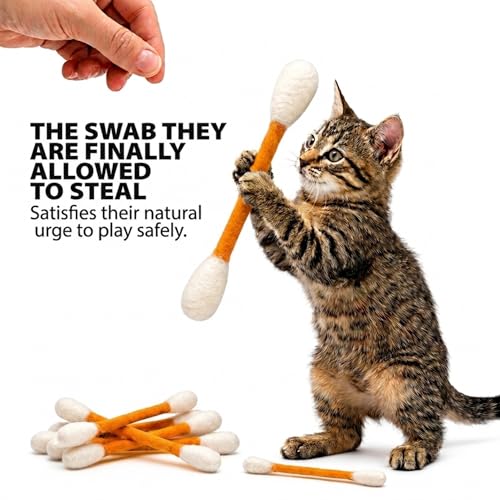 Glaciart One Swabs Cat Toys with Catnip - 6 Pk | Durable for Chew, Cute Cat Toys Interactive Kitty for Boredom, Exercise, & Play | Filled w/Organic Catnip for Anxiety & as Digestive Aid | Gift Idea - color: Orange Swabs, size: Regular