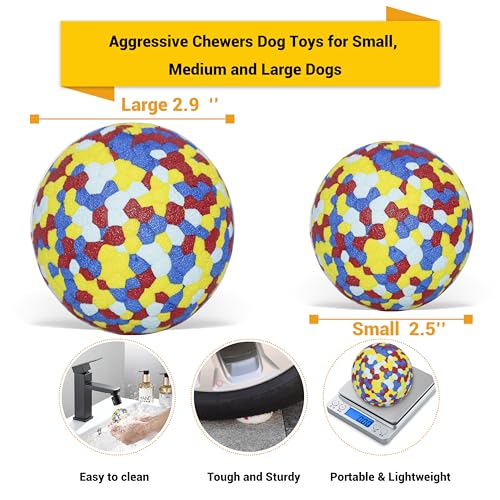 Dog Balls Toys for Aggressive Chewers(2 Pack) - color: Toy Ball-Multi Red(Pack of 2), size: Medium