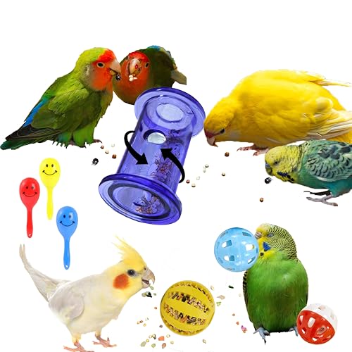 Bird Foraging Toys, Interactive Parrot Puzzle Feeder for Mental Enrichment, Clear Acrylic Treat Dispenser Wheel for Small to Medium Birds, Cockatiel, Conure, Parakeet, Budgie (1 Pack) - color: YELLOW