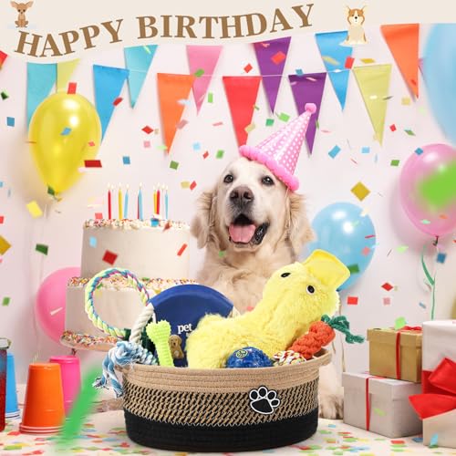 Zopeal Dog Toy Gift Basket Set for Puppy Birthday, Black - color: Black