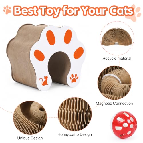 1 Pack Interactive Cat Scratch Toys with Bell Ball, Magic Organ Kitty Scratching Board for Indoor Cats Toys & Grinding Claw - color: Brown-1Pack