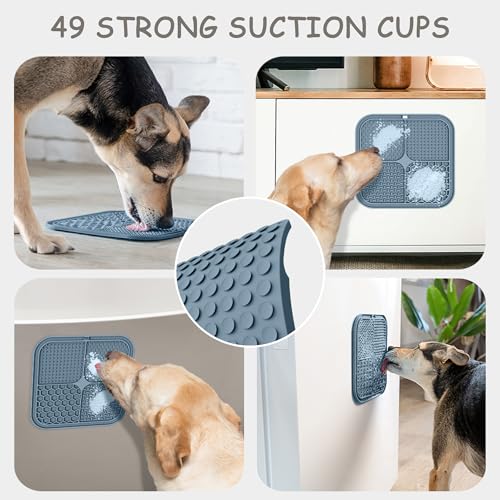 ChefAide 2 Pack Lick Mat for Dogs, Cats & Puppies with Suction Cups - color: Light Blue and Dark Blue
