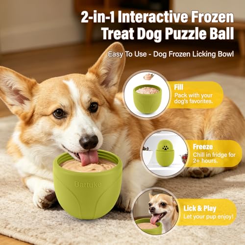 Frozen Treat Dog Toy BPA Free Silicone Dogs Slow Feeder Lick Ball, Green - color: Green