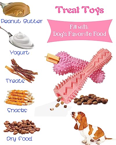 4 Pack Puppy Teething Chew Toys for Small Medium Dogs Pink Girl Dog Toy Set - color: Pink, size: Small