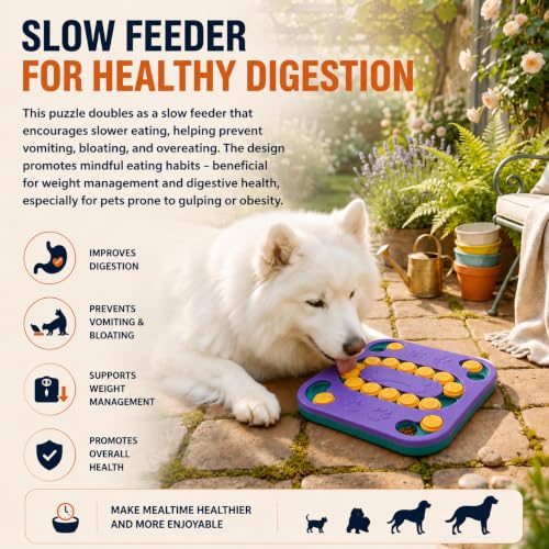 Cat Puzzle Toy, Treat Dispenser & Slow Feeder for Cat and Dog (purple) - color: purple