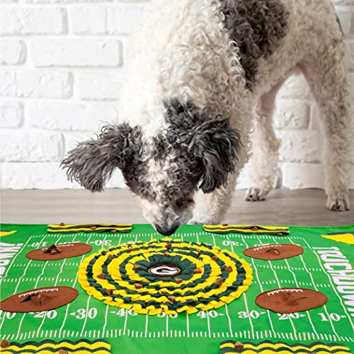 NFL Green Bay Packers Dog Snuffle Mat – Interactive Pet Slow Feeder, Football Field Design Food Puzzle Toy for Dogs & Cats, Foraging Activity Mat for Smarter Feeding - color: GREEN BAY PACKERS