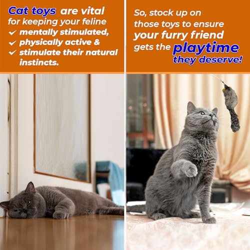 Kats'N Us 18 Inch Feather Wand with Mylar Crinkle Teaser Cat Toy (1, Blue) - color: Blue