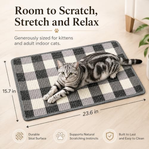 Cat Scratcher Mat, Natural Sisal Cat Scratch Pad for Cats - color: Black White