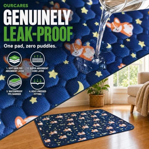 Washable Pee Pads for Dogs, Leak-Proof Reusable Crate XL, 39x28 - color: Blue, size: 39''X28"