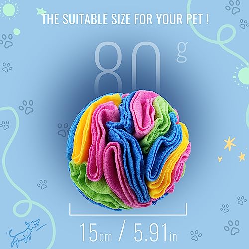 Pet Snuffle Ball, Puzzle Sniffing Interactive Dog Ball for Blind Dogs Training Stress Relief Dog Enrichment Toys Treat Machine Washable (15cm, New Rainbow Color) - color: New rainbow color, size: 15cm
