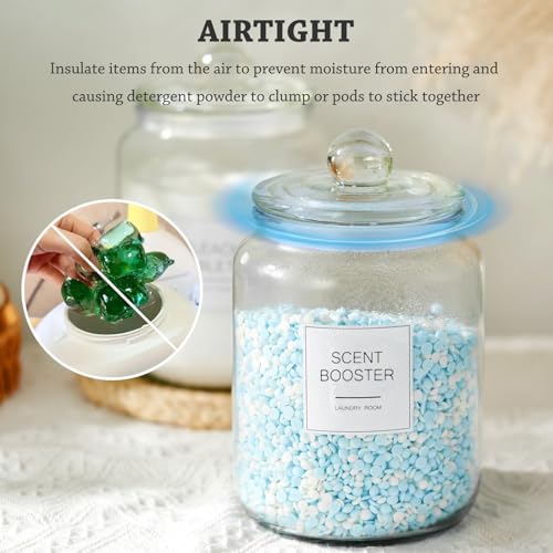 FyndraX Half Gallon Glass Jars - Large Airtight Containers with Scoop and Labels for Organization and Storage Laundry, Bath Room, Kitchen and Pantry Holder, Set of 4 - color: 4 Pack