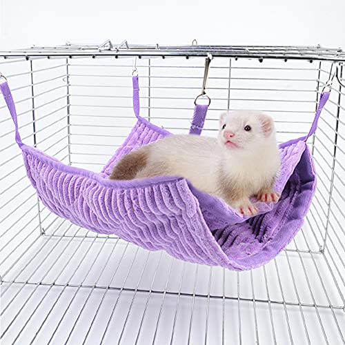 Large Ferret Hammock, Hanging Tunnel Bed for Cage Rats Chinchilla - color: Purple