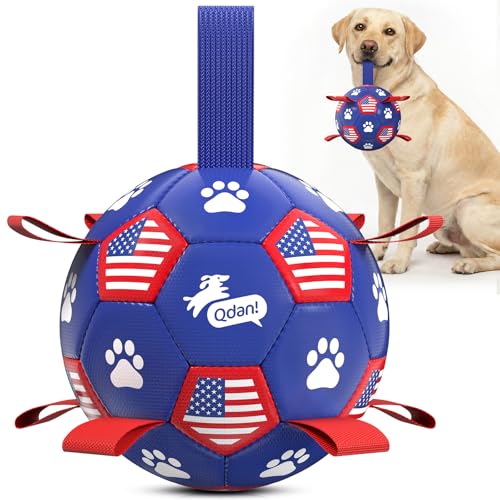 QDAN Dog Toys Soccer Ball with Straps, 8 Inch Dog Balls for Large Dogs - color: Flag, size: 8 Inch