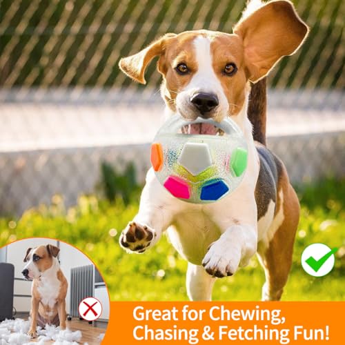 YoFellas Dog Toy Ball with Handle – Durable Squeaky Fetch Ball for Medium & Large Dogs, Floating Interactive Chew Toy for Water Play, Training & Outdoor Games - size: Large