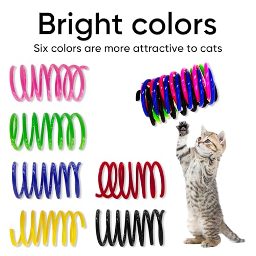 Cat Toys for Indoor Cats, 90 Pack Interactive Cat Spring Toys, 6Colors - color: 6-Color, size: 90 Packs