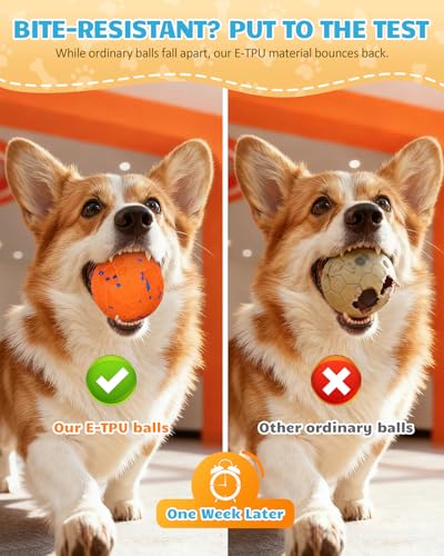 Interactive Dog Ball for Large Dogs, Self Moving Toy with Bouncing & Vibrating, 3.1" Chew-Resistant E-TPU, Indestructible, IPX7 Waterproof, Low Noise, Gift Bag,Dark Orange - color: Dark Orange