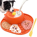 Slow Feeder Dog Licking Bowl with Rolling Ball, Orange - color: Orange