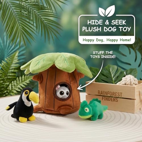 Hollypet Squeaky Hide and Seek Dog Toys for Small and Medium Dogs, Baobab - style: Baobab