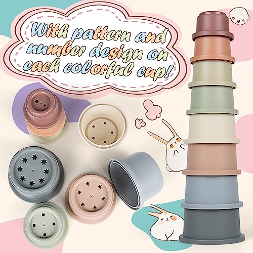 Stacking Cups for Rabbits, 8PCS Stackable Bunny Toys for Small Pets - color: Original