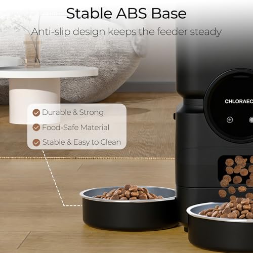 Automatic Cat Feeder for 3 Cats, 6L 2.4G WiFi Feeder, Slow Feed, Black - color: Black