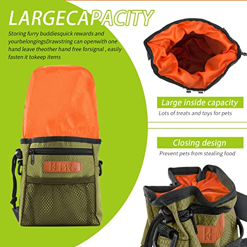 Dog Treat Training Pouch with Built-in Poop Bag Dispenser, Army Green - color: army green
