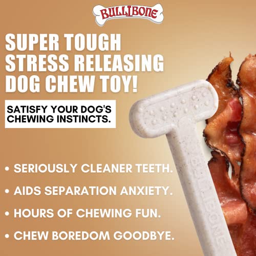 Bullibone Nylon Dog Chew Toy for Aggressive Chewers - Dental Hygiene Bone with Bacon Flavor, Durable Tough Chew Toys for Small Dogs, Indestructible Dog Bone - 3 Pack - size: Small - 3 Pack
