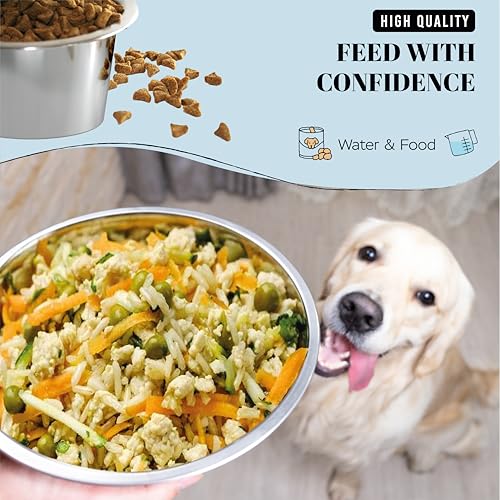 AVERYDAY 25oz Stainless Steel Dog Bowls Set, 2 Pack for Replacement Dogs Bowl Stand, 3.1 Cups Metal Dog Bowls, 6 Inch Small Medium Dogs Water Bowl for Raised Feeder with Opening 6.5-6.65" - size: Fit 6.5-6.65" Feeder Holes (3.1 Cups)