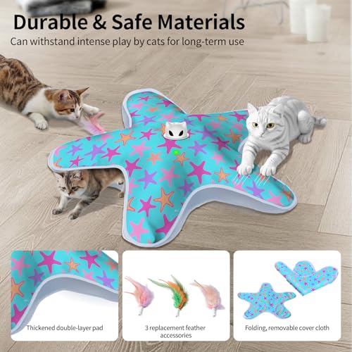Interactive Cat Toys for Indoor Cats with Moving Concealed Feathers - color: Blue Purple