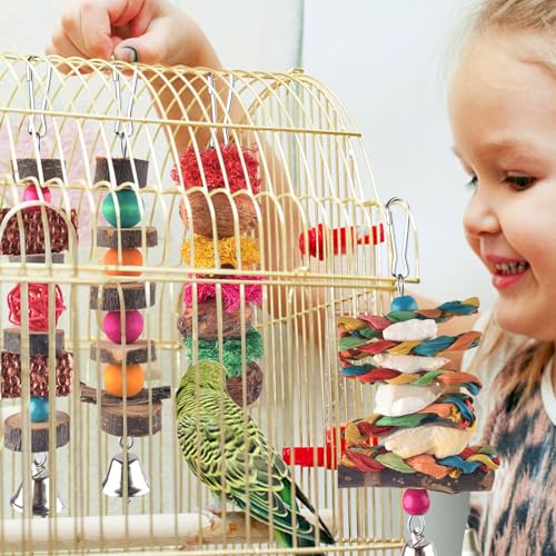 Bissap 7‑Pack Bird Chew Toys, Natural Wood Perch for Small Medium Parrots - size: 7 pieces