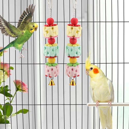 Wontee Bird Calcium Chew Grinding Treats Toy for Parrots (Medium-9.8") - size: Medium-9.8"