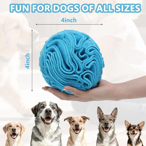 Blue Snuffle Ball for Dogs, Bright Color Slow Feeder Interactive Toy, Mental Enrichment Puzzle Game for Anxiety Relief & Indoor Fun, Machine Washable for Small Medium Large Dogs - color: Blue, size: Small