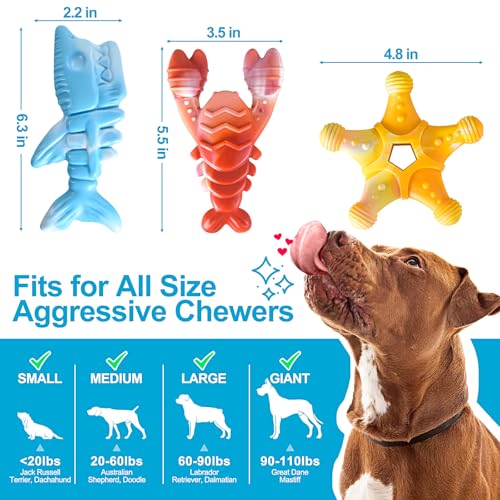 NEZIN Dog Chew Toys, Indestructible Dog Toys for Aggressive Chewers, Tough Dog Toys, Durable Dog Chew Toys for Large Medium Breed, Interactive Dog Toys with Real Beef Flavor (Mix 3 Pack) - color: Mix 3 PCS