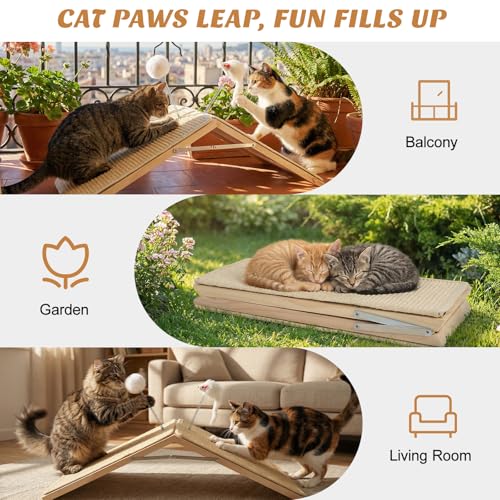 Cat Scratcher, Sisal Scratching Ramp Foldable Kitten Interactive Toy - style: Triangle