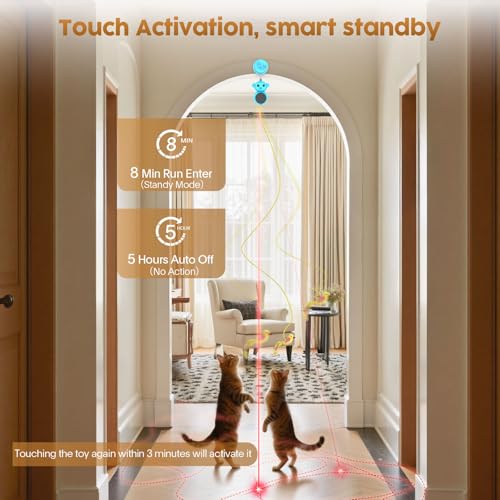 2-in-1 Interactive Laser Pointer Cat Toy & Flying Bird Wand for Indoor Cats - color: Blue